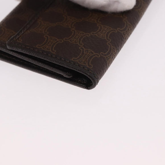 CELINE Macadam Canvas Key Case PVC Leather Black Gold Auth 184236V