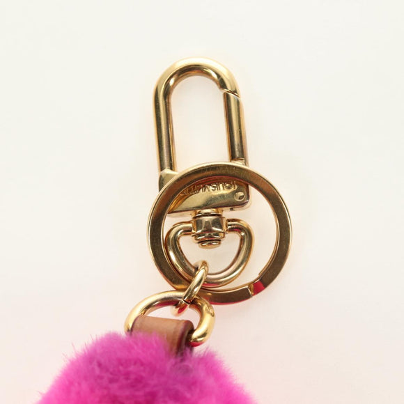 LOUIS VUITTON Vivienne Vison Bag Charm Fur Beige Pink M00870 LV Auth 184237SM