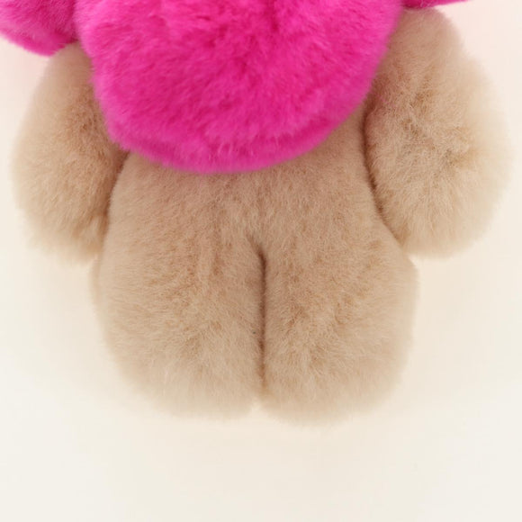 LOUIS VUITTON Vivienne Vison Bag Charm Fur Beige Pink M00870 LV Auth 184237SM