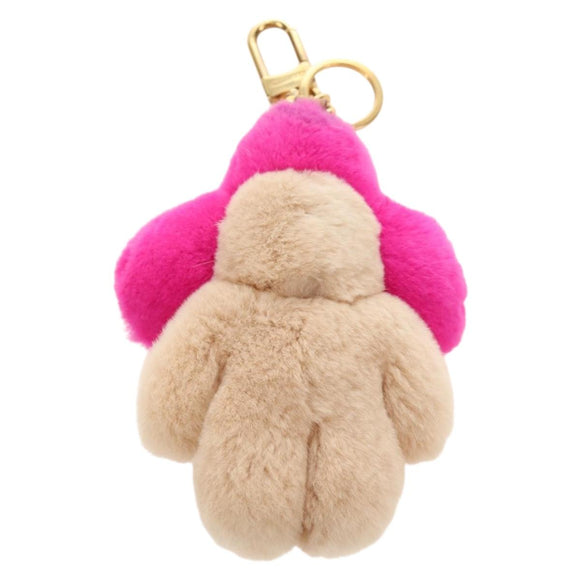 LOUIS VUITTON Vivienne Vison Bag Charm Fur Beige Pink M00870 LV Auth 184237SM