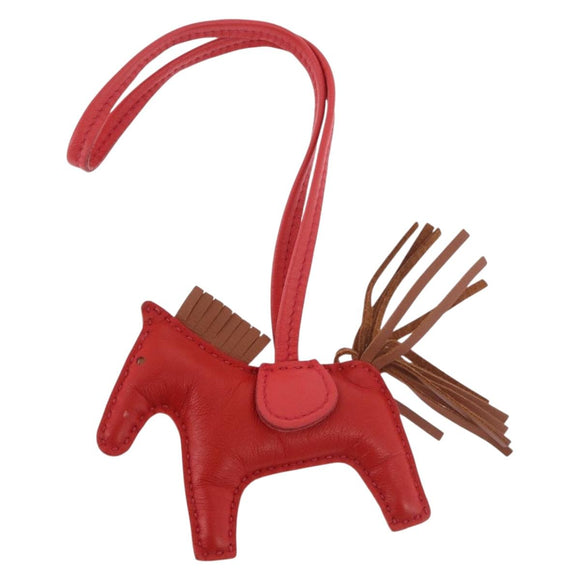 HERMES Rodeo PM Charm Leather Red Auth 184238M
