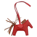 HERMES Rodeo PM Charm Leather Red Auth 184238M-7