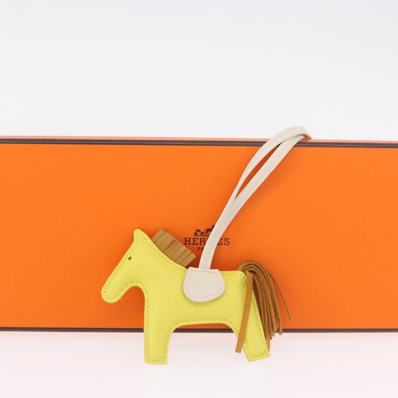 HERMES Rodeo PM Charm Leather Yellow Auth 184239M