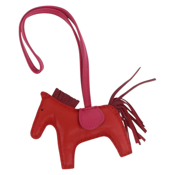 HERMES Rodeo PM Charm Leather Red Auth 184240M