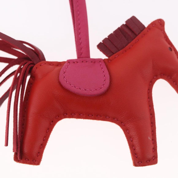 HERMES Rodeo PM Charm Leather Red Auth 184240M