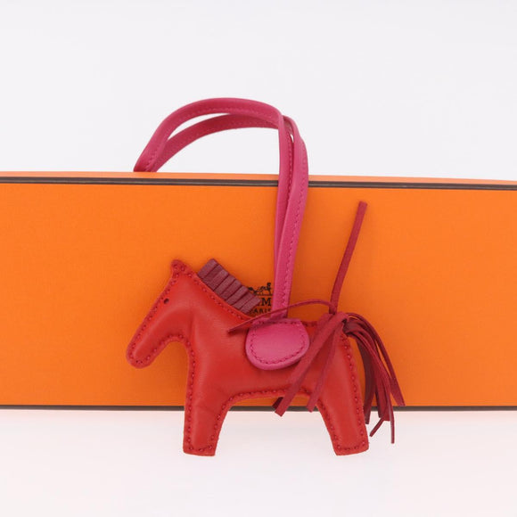 HERMES Rodeo PM Charm Leather Red Auth 184240M