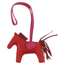 HERMES Rodeo PM Charm Leather Red Auth 184240M-13