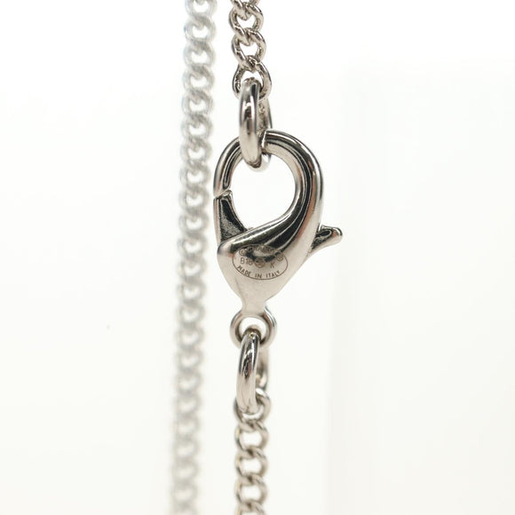 CHANEL COCO Mark Cat Necklace metal Silver CC Auth 184248M