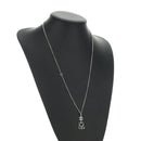 CHANEL COCO Mark Cat Necklace metal Silver CC Auth 184248M-12