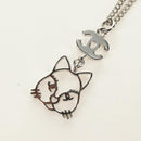 CHANEL COCO Mark Cat Necklace metal Silver CC Auth 184248M-7