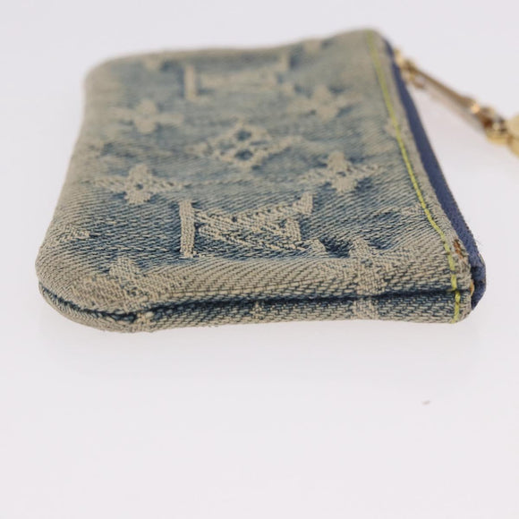 LOUIS VUITTON Monogram Denim Pochette Cles Coin Purse Blue M95343 Auth 184254A