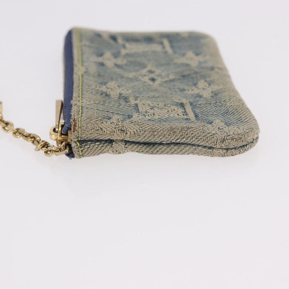 LOUIS VUITTON Monogram Denim Pochette Cles Coin Purse Blue M95343 Auth 184254A