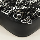 CHANEL Chain Shoulder Bag Sequin Black Silver CC Auth 184258SM-10