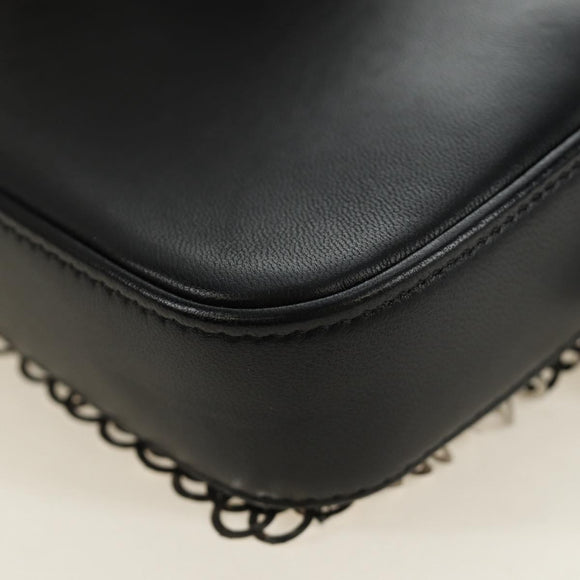 CHANEL Chain Shoulder Bag Sequin Black Silver CC Auth 184258SM