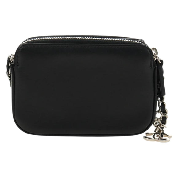 CHANEL Chain Shoulder Bag Sequin Black Silver CC Auth 184258SM
