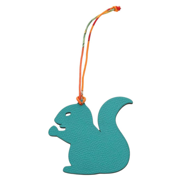 HERMES Petit H Charm Squirrel Charm Leather Green Auth 184259M