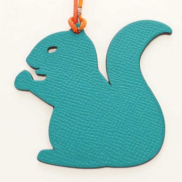 HERMES Petit H Charm Squirrel Charm Leather Green Auth 184259M