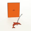 HERMES Petit H Charm Dolphin Bag Charm Leather Orange Auth 184262M-12
