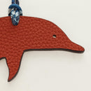 HERMES Petit H Charm Dolphin Bag Charm Leather Orange Auth 184262M-4