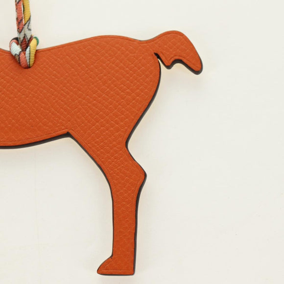 HERMES Petit H Charm Pferdeanhänger Leder Orange Original 184264M