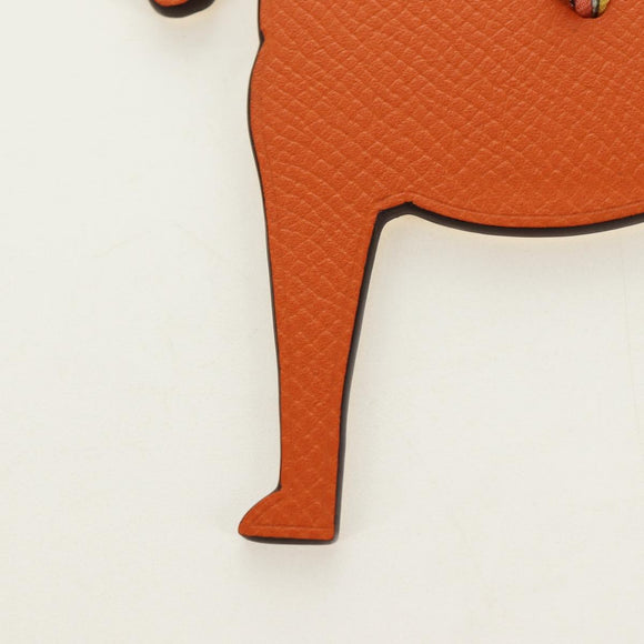 HERMES Petit H Charm Pferdeanhänger Leder Orange Original 184264M