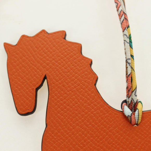 HERMES Petit H Charm Pferdeanhänger Leder Orange Original 184264M