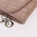 Christian Dior Chain Trotter Canvas Long Wallet Pink Silver Auth 184271-15