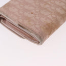 Christian Dior Chain Trotter Canvas Long Wallet Pink Silver Auth 184271-17