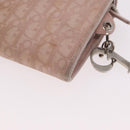 Christian Dior Chain Trotter Canvas Long Wallet Pink Silver Auth 184271-18