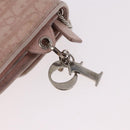 Christian Dior Chain Trotter Canvas Long Wallet Pink Silver Auth 184271-19