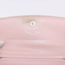 Christian Dior Chain Trotter Canvas Long Wallet Pink Silver Auth 184271-9