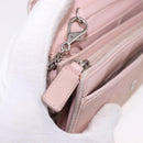 Christian Dior Chain Trotter Canvas Long Wallet Pink Silver Auth 184271-25