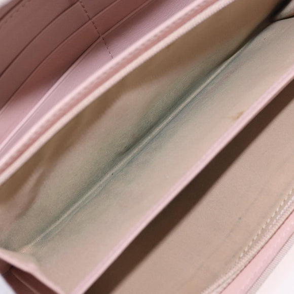 Christian Dior Chain Trotter Canvas Long Wallet Pink Silver Auth 184271