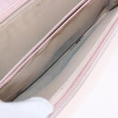 Christian Dior Chain Trotter Canvas Long Wallet Pink Silver Auth 184271-27