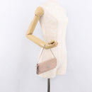 Christian Dior Chain Trotter Canvas Long Wallet Pink Silver Auth 184271-28