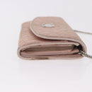 Christian Dior Chain Trotter Canvas Long Wallet Pink Silver Auth 184271-4