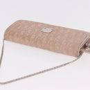 Christian Dior Chain Trotter Canvas Long Wallet Pink Silver Auth 184271-7