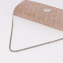 Christian Dior Chain Trotter Canvas Long Wallet Pink Silver Auth 184271-8