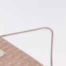 Christian Dior Chain Trotter Canvas Long Wallet Pink Silver Auth 184271-14