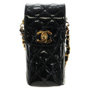 CHANEL Matelasse Chain Shoulder Bag Patent leather Black Gold CC Auth 184272V-13