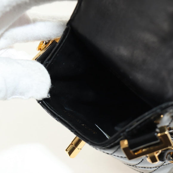 CHANEL Matelasse Chain Shoulder Bag Patent leather Black Gold CC Auth 184272V