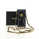 CHANEL Matelasse Chain Shoulder Bag Patent leather Black Gold CC Auth 184272V-12