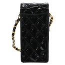 CHANEL Matelasse Chain Shoulder Bag Patent leather Black Gold CC Auth 184272V-2