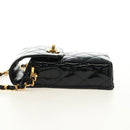 CHANEL Matelasse Chain Shoulder Bag Patent leather Black Gold CC Auth 184272V-3