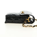 CHANEL Matelasse Chain Shoulder Bag Patent leather Black Gold CC Auth 184272V-4