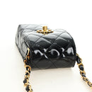 CHANEL Matelasse Chain Shoulder Bag Patent leather Black Gold CC Auth 184272V-6
