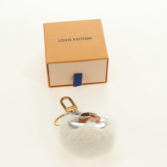 LOUIS VUITTON Porte Cles Snow Vivienne Charm Fur White Gold M00554 Auth 184274SM