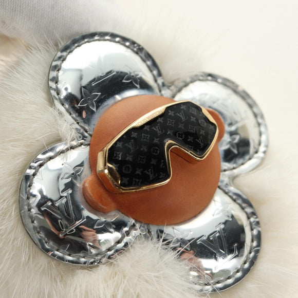 LOUIS VUITTON Porte Cles Snow Vivienne Charm Fur White Gold M00554 Auth 184274SM