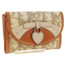 Christian Dior Trotter Canvas Romantic Coin Purse PVC Beige Silver Auth 184275SM-1