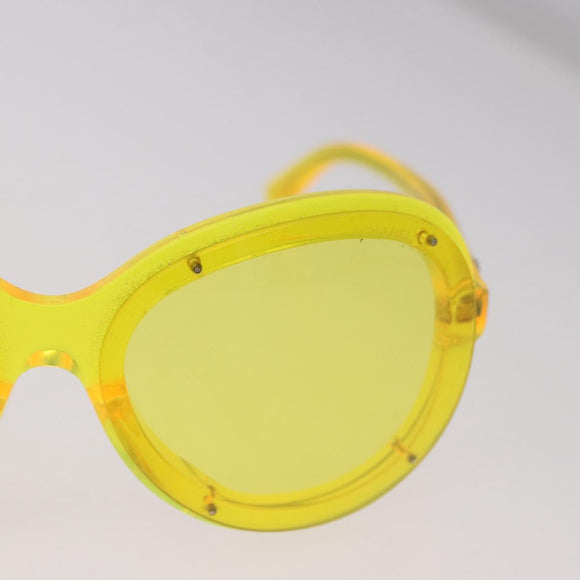 CHANEL Sunglasses Plastic Yellow CC Auth 184281M